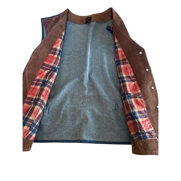 Gloria Vanderbilt Brown Leather Vest Size L Western Cowboy Vintage - Picture 4 of 4